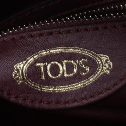 Pre Owned Tod's Burgundy/Pink Leather Small D-Cube Bowler Bag