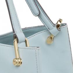 Tod's Silver/Light Blue Python and Leather Horse Block Media Tote