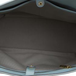 Tod's Silver/Light Blue Python and Leather Horse Block Media Tote