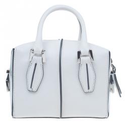 Pre Owned حقيبة تودز باولر مايكرو دي كيوب جلد أبيض