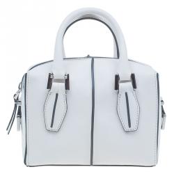 Pre Owned حقيبة تودز باولر مايكرو دي كيوب جلد أبيض