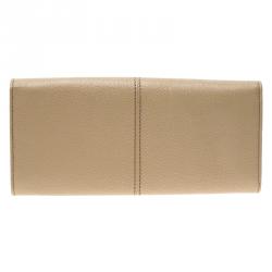 Pre Owned Tod's Beige Leather Continental Flap Wallet 