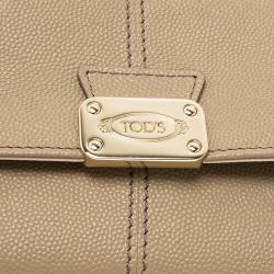 Pre Owned Tod's Beige Leather Continental Flap Wallet 