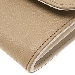 Pre Owned Tod's Beige Leather Continental Flap Wallet 