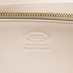 Pre Owned Tod's Beige Leather Continental Flap Wallet 