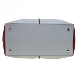 Pre Owned Tod's Grey/Red Leather and Suede Small D-Cube Bowler Bag