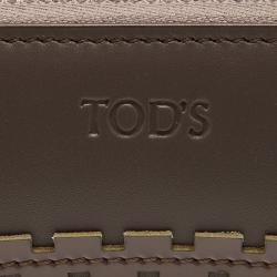 Pre Owned Tod's Grey/Cedar Leather Zip Around Wallet