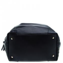 Pre Owned Tod's Navy Blue Leather Shopping Zip Tote