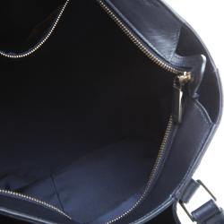 Pre Owned Tod's Navy Blue Leather Shopping Zip Tote