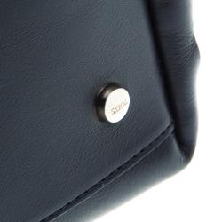 Pre Owned Tod's Navy Blue Leather Shopping Zip Tote