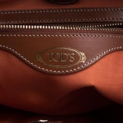 Pre Owned حقيبة تودز شوبينغ جلد بني مثقب