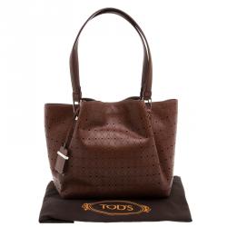 Pre Owned حقيبة تودز شوبينغ جلد بني مثقب