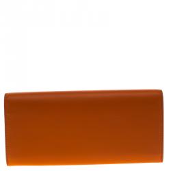 Pre Owned Tod's Orange Leather Radar Detail Long Wallet