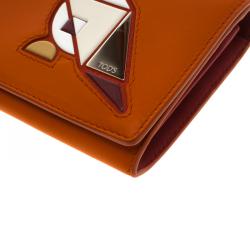 Pre Owned Tod's Orange Leather Radar Detail Long Wallet