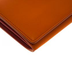 Pre Owned Tod's Orange Leather Radar Detail Long Wallet