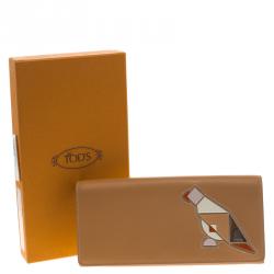 Pre Owned Tod's Beige Leather Radar Detail Long Wallet