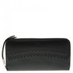 Tod's Black Leather Zip Around Wallet