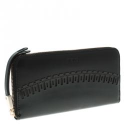 Tod's Black Leather Zip Around Wallet