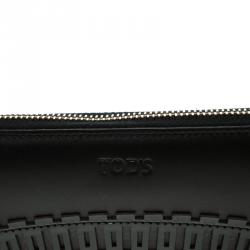 Pre Owned Tod's Black Patent Leather Zip Around Continental Wallet