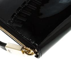 Pre Owned Tod's Black Patent Leather Zip Around Continental Wallet