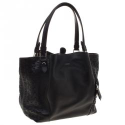 Pre Owned حقيبة يد تودز سحاب شوبينغ جلد سوداء