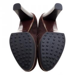 Pre Owned حذاء كعب عالي تودز لوفر سويدي بني نعل سميك مقاس 39.5