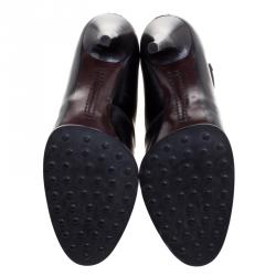 مملوكة مسبقًا Tod's Black Leather and Zebra Print Hair On Ankle Boots Size 37