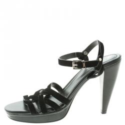 Pre Owned Tod's Black Suede Ankle Strap Sandals Size 35