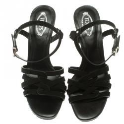 Pre Owned Tod's Black Suede Ankle Strap Sandals Size 35