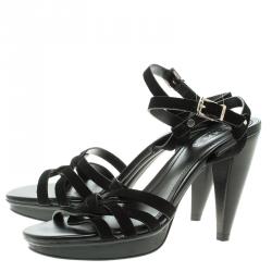 Pre Owned Tod's Black Suede Ankle Strap Sandals Size 35