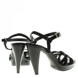 Pre Owned Tod's Black Suede Ankle Strap Sandals Size 35