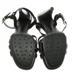 Pre Owned Tod's Black Suede Ankle Strap Sandals Size 35