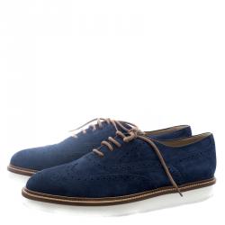 Pre Owned حذاء تودز أكسفورد بروغي سويدي أزرق مقاس 41.5