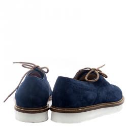 Pre Owned حذاء تودز أكسفورد بروغي سويدي أزرق مقاس 41.5