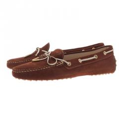 Pre Owned Tod's Brown Suede Bow Loafers Size 40