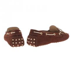 Pre Owned Tod's Brown Suede Bow Loafers Size 40