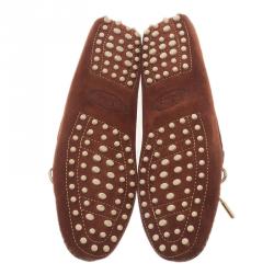 Pre Owned Tod's Brown Suede Bow Loafers Size 40