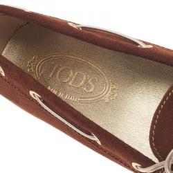 Pre Owned Tod's Brown Suede Bow Loafers Size 40