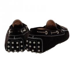 Pre Owned Tod's Black Suede Bow Loafers Size 39