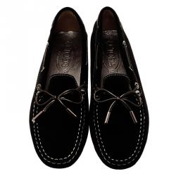 Pre Owned Tod's Black Suede Bow Loafers Size 39