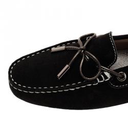 Pre Owned Tod's Black Suede Bow Loafers Size 39