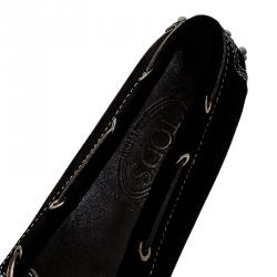 Pre Owned Tod's Black Suede Bow Loafers Size 39