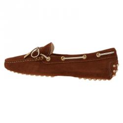 Pre Owned Tod's Brown Suede Bow Loafers Size 39
