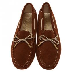 Pre Owned Tod's Brown Suede Bow Loafers Size 39