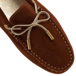 Pre Owned Tod's Brown Suede Bow Loafers Size 39