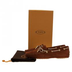 Pre Owned Tod's Brown Suede Bow Loafers Size 39