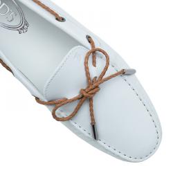 Tod's White Leather Bow Loafers Size 40
