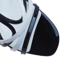 Tod's Black and White Leather Strappy Platform Sandals Size 41 