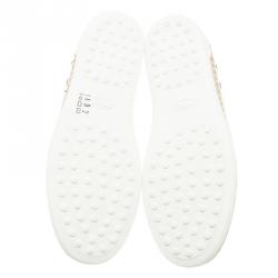 Tod's White  Leather Grommet Francesina Slip On Espadrille Sneakers  Size 40