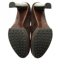 مملوكة مسبقًا حذاء كعب عالي تودز لوفر سويدي بني داكن مقاس 40